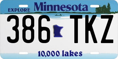 MN license plate 386TKZ