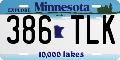 MN license plate 386TLK
