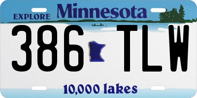 MN license plate 386TLW