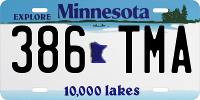 MN license plate 386TMA