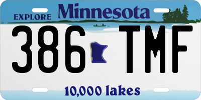 MN license plate 386TMF