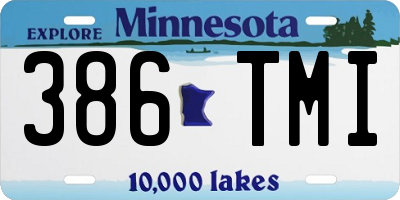 MN license plate 386TMI