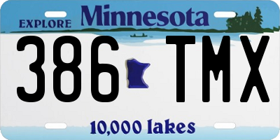 MN license plate 386TMX