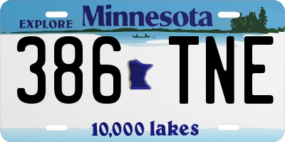 MN license plate 386TNE