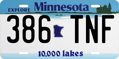 MN license plate 386TNF