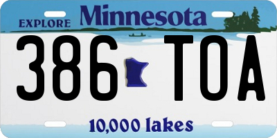 MN license plate 386TOA
