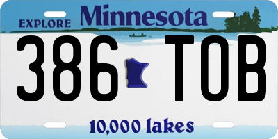 MN license plate 386TOB