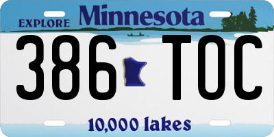 MN license plate 386TOC