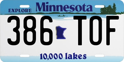 MN license plate 386TOF