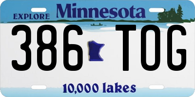MN license plate 386TOG