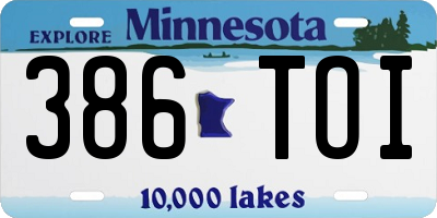 MN license plate 386TOI