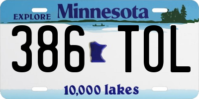 MN license plate 386TOL
