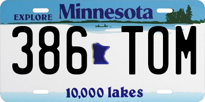 MN license plate 386TOM