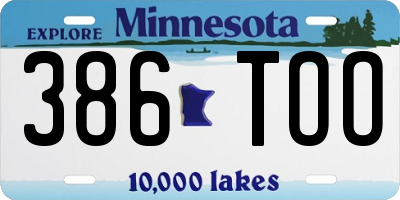 MN license plate 386TOO