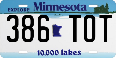 MN license plate 386TOT