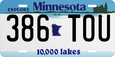 MN license plate 386TOU