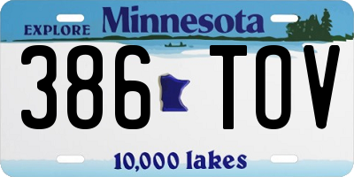 MN license plate 386TOV