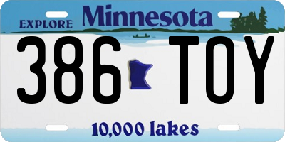 MN license plate 386TOY