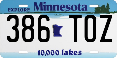 MN license plate 386TOZ