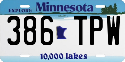 MN license plate 386TPW