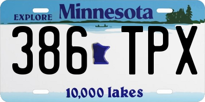 MN license plate 386TPX