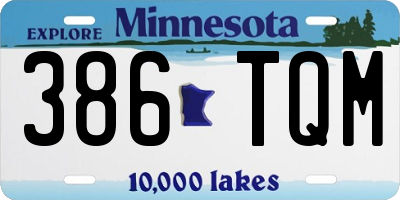MN license plate 386TQM
