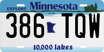 MN license plate 386TQW