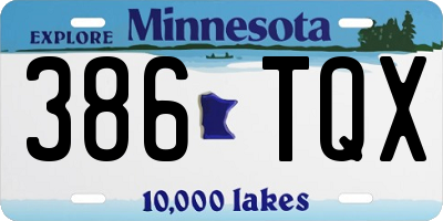 MN license plate 386TQX