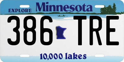 MN license plate 386TRE
