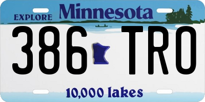 MN license plate 386TRO