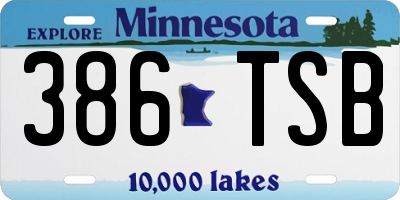 MN license plate 386TSB
