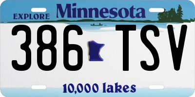 MN license plate 386TSV