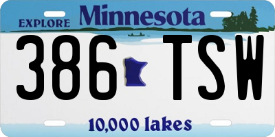 MN license plate 386TSW
