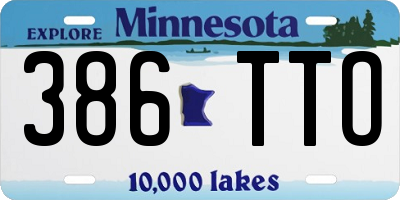 MN license plate 386TTO