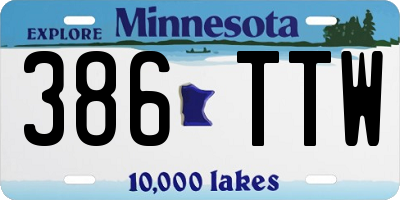 MN license plate 386TTW