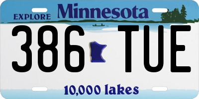 MN license plate 386TUE