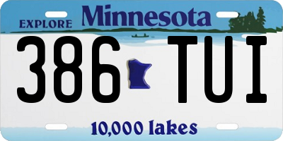 MN license plate 386TUI
