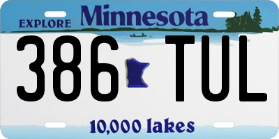 MN license plate 386TUL