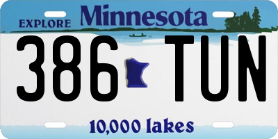 MN license plate 386TUN