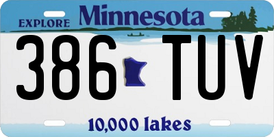MN license plate 386TUV