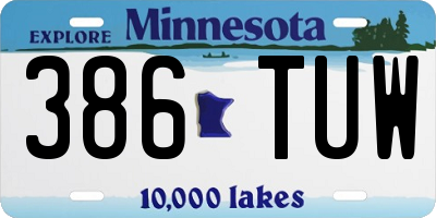 MN license plate 386TUW