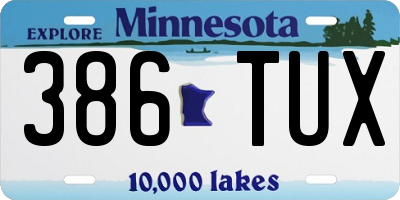 MN license plate 386TUX