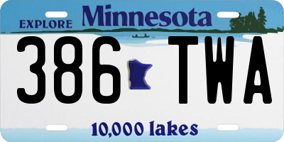 MN license plate 386TWA