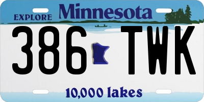 MN license plate 386TWK