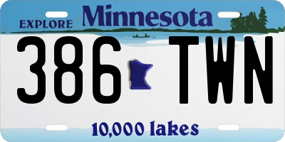 MN license plate 386TWN