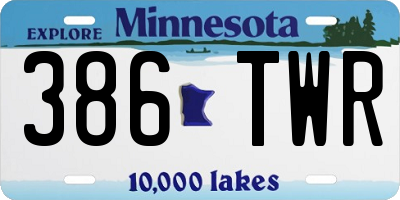 MN license plate 386TWR