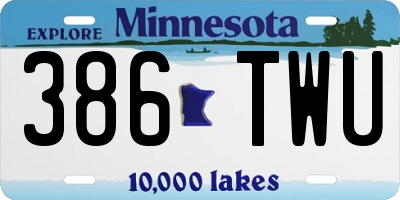 MN license plate 386TWU