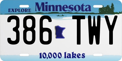MN license plate 386TWY