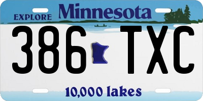 MN license plate 386TXC