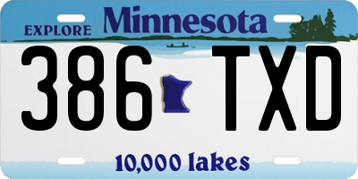 MN license plate 386TXD